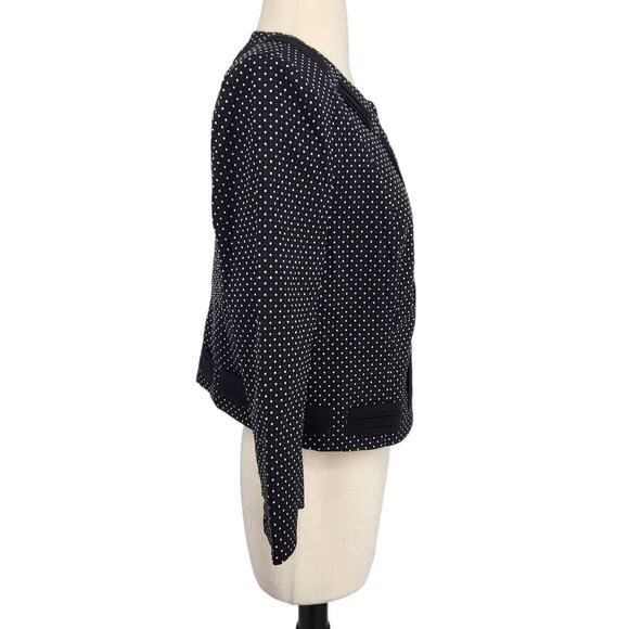 SALE Cabi #5156 Seaside Chic Cropped Polka Dot Chiffon Blazer Size 6 Black White - Picture 5 of 8